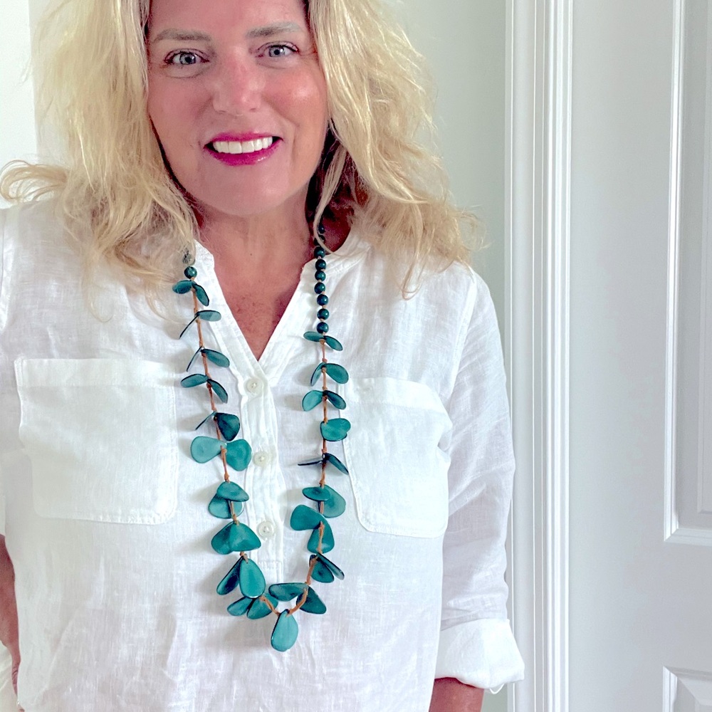 TAGUA Necklace Artisan Handmade Tagua colorful unique statement jewelry boho nwt